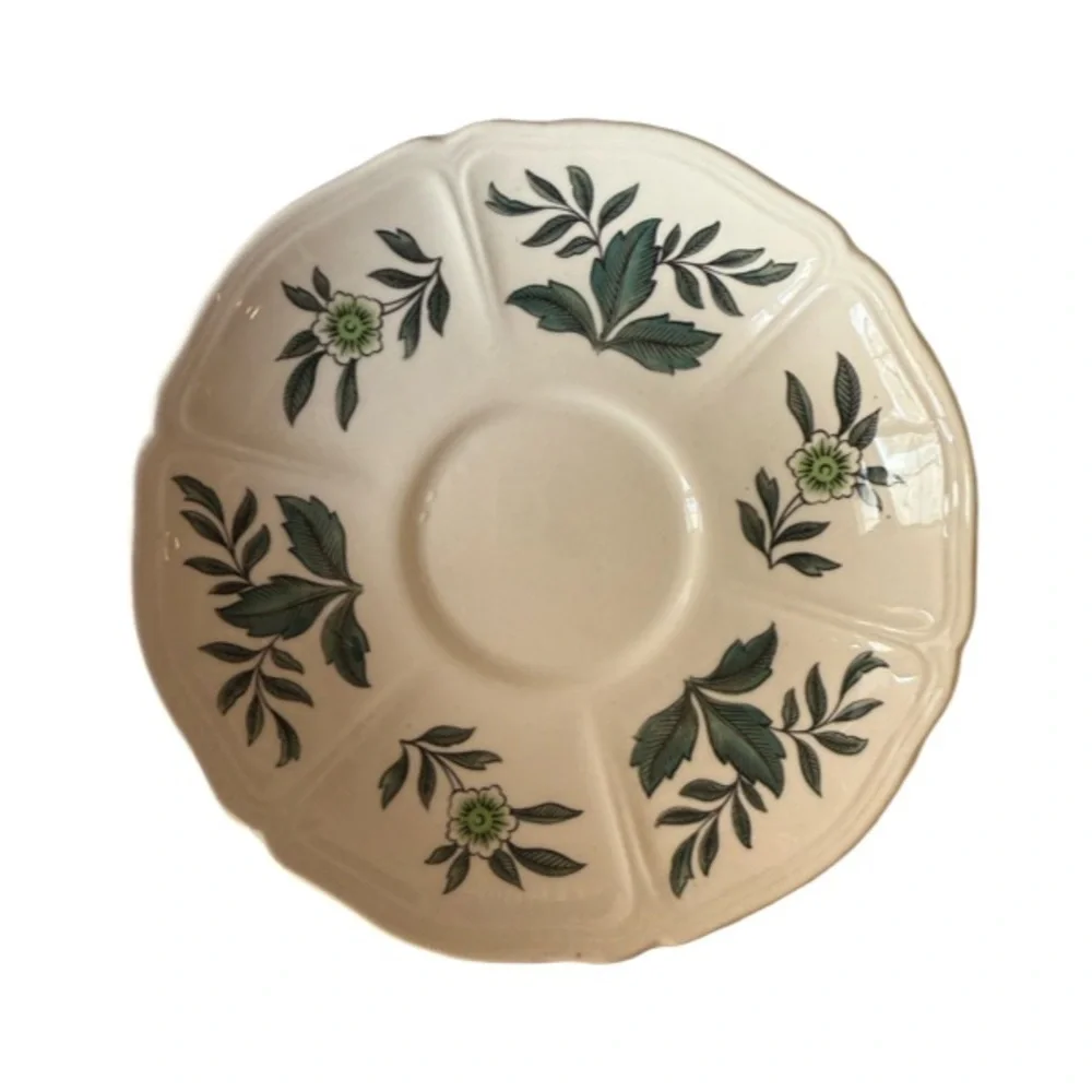 Wedgwood “Green Leaf” Teacup and Saucer Set Made in England
